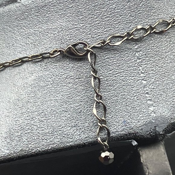 Long Multistrand Necklace As Is Gunmetal Silver Black Faceted Beads Dangles - Picture 6 of 10